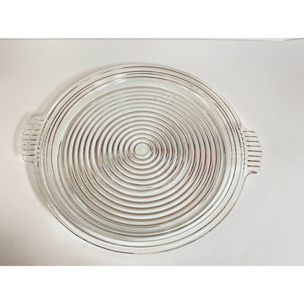 1940's Platter Manhattan Anchor Hocking Vintage Glass Tray Concentric Rings